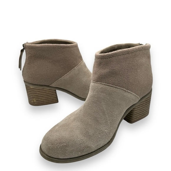 TOMS Lacey Suede Felt Ankle Booties, Desert Sand, Size 8.5 - Picture 1 of 11